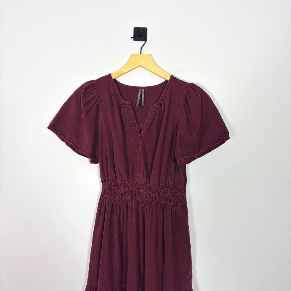 Anthropologie Somerset Maxi Dress Corduroy Edition Burgundy Wine Red S OB1790773 - Picture 4 of 9